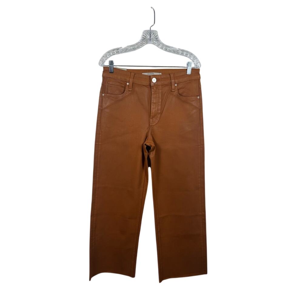 NWT Hudson Rosie High-Rise Wide Leg Ankle Jean Coated Denim Caramel Cafe Size 30